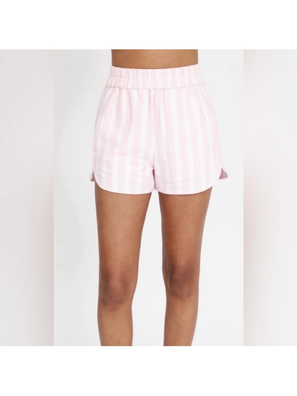 Smash + Tess Pink and White Striped Cotton Sleep Shorts